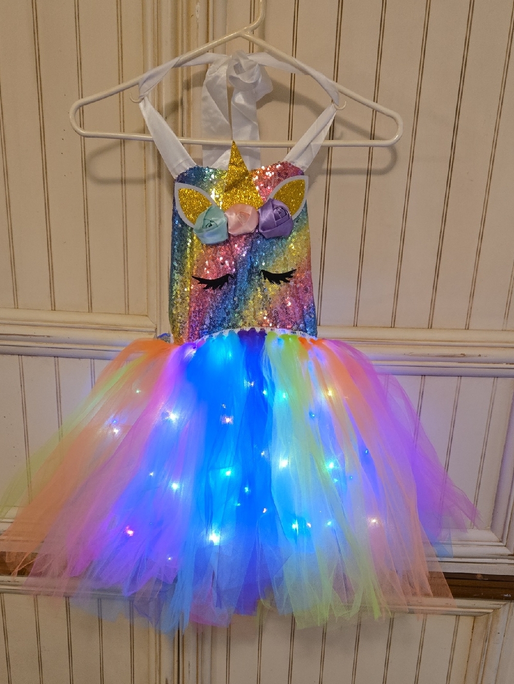 Girls Rainbow Unicorn Light-Up Tutu Costume Dress